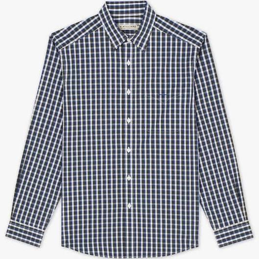 R.M.Williams - Men's Collins Button Down Shirt - Navy/White/Khaki - XXL