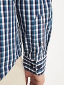 R.M.Williams - Men's Collins Shirt, Blue Navy White, (Size M)