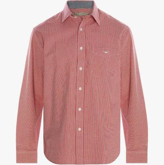 R.M.Williams - Men's Collins Shirt, Red White (Size L)