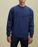 R.M.Williams - Men's R.M.W. Script Crew Neck Jumper - Dark Blue Marle - S