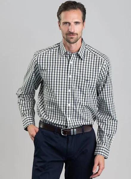 R.M. Williams Mens Collins Shirt Green Blue White / S