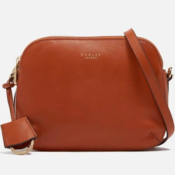 Radley Dukes Place Medium Ziptop Leather Cross Body Bag Orange