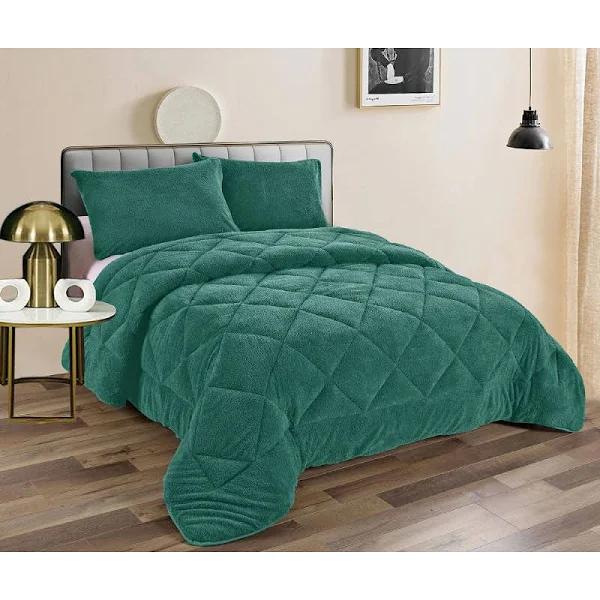 Ramesses Teddy Fleece Comforter Set King-Alpine Green