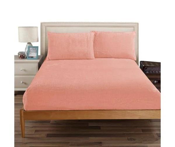 Ramesses Teddy Fleece Fitted Sheet Combo Set Single-Rose Pink