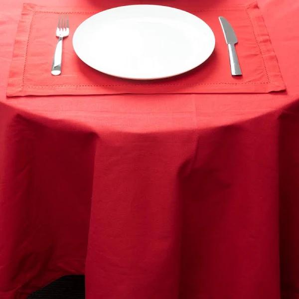 Rans Hemstitch Round Tablecloth Red 220cm