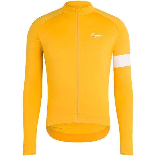Rapha Men's Long Sleeve Core Jersey - Dark Yellow/White, Dark Yellow / White / Large