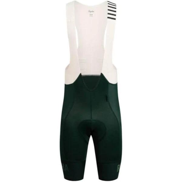 Rapha Mens Pro Team Bib Shorts - Regular, Dark Green/Off White, Dark Green/Cream / Large