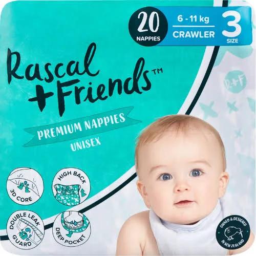 Rascal and Friends Premium Nappies Unisex 6-11kg Crawler 20pk
