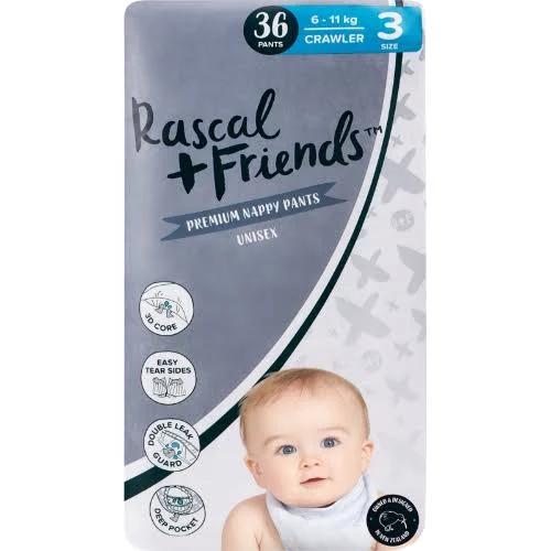 Rascal and Friends Premium Nappy Pants Unisex 6-11kg Crawler 36pk