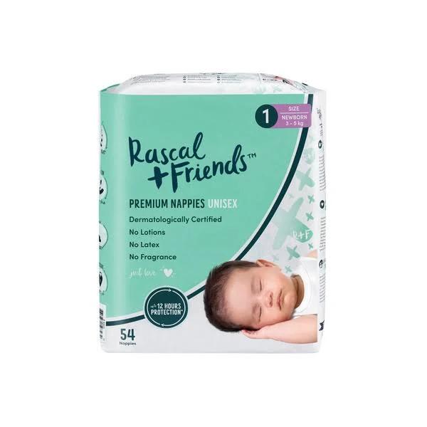 Rascal + Friends Nappies Size 1 Newborn 54 Pack