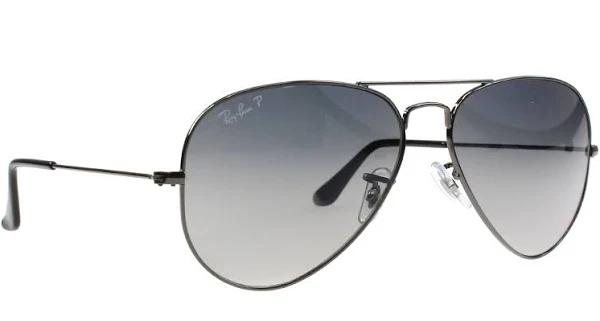 Ray-Ban Men's Aviator Gunmetal Sunglasses - Polarized - Gunmetal Frames/ Blue Lenses
