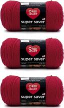 Red Heart Super Saver Yarn, 3 Pack, White 3 Count