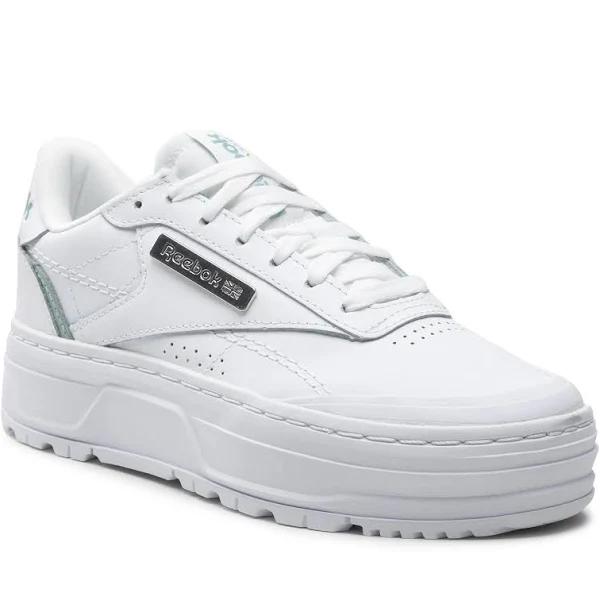 Reebok Club C Double Geo Sneakers in White and Silver