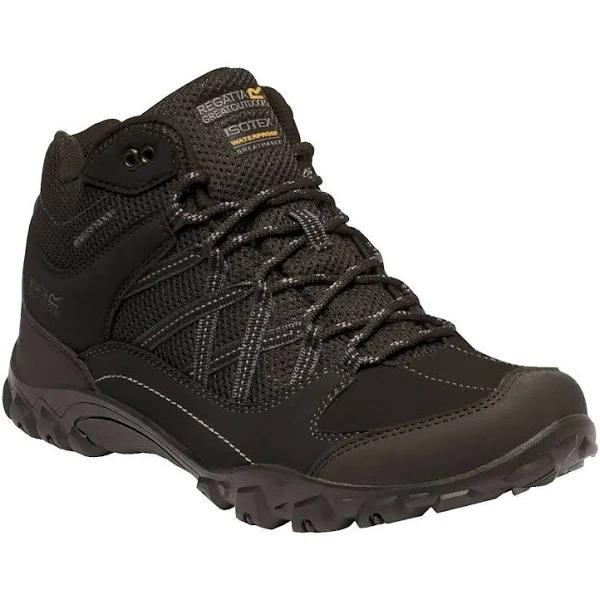 Regatta Mens Edgepoint Mid Waterproof Hiking Shoes Black/Granite 6.5 UK