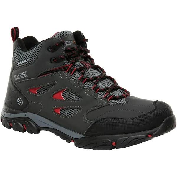 Regatta Mens Holcombe IEP Mid Hiking Boots Traffic Black/Rio Red 9.5 UK