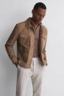 Reiss Blackhall - Brown Sugar Merino Wool Zip Neck Jumper, L