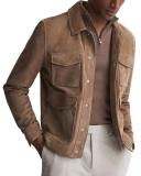Reiss Blackhall - Brown Sugar Merino Wool Zip Neck Jumper, L