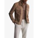 Reiss Blackhall - Brown Sugar Merino Wool Zip Neck Jumper, L