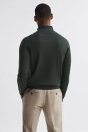 Reiss Blackhall - Forest Merino Wool Zip Neck Jumper, M