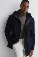 Reiss Blackhall - Mushroom Merino Wool Zip Neck Jumper, XXL