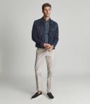 Reiss Blackhall - Steel Blue Merino Wool Zip Neck Jumper, S