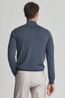 Reiss Blackhall - Steel Blue Merino Wool Zip Neck Jumper, S