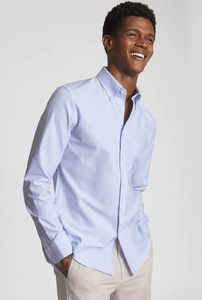 Reiss Soft Greenwich - Blue Soft Wash Button Down Oxford Shirt, L