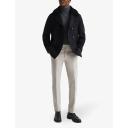 Reiss Wind - Navy Shearling Mid Length Pea Coat, L