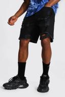 Relaxed Fit Rigid Multi Rip Denim Shorts