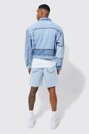 Relaxed Fit Worker Panel Denim Shorts