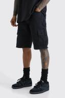 Relaxed Long Cargo Denim Shorts