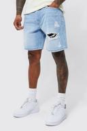 Relaxed Rigid All Over Rip Denim Shorts