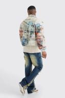 Relaxed Rigid Gusset Flare Washed Ripped Jeans