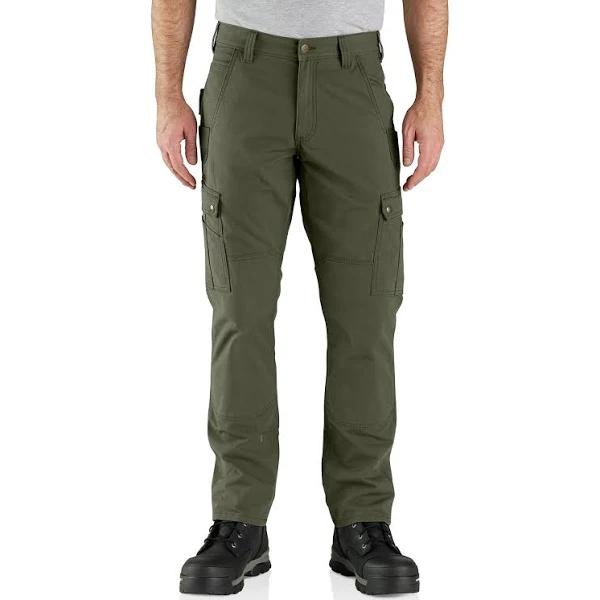 Relaxed Ripstop Cargo Work Pants, Green, Size 33