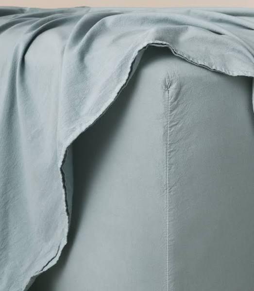 Remy Vintage Washed Cotton Mega 50cm Fitted Sheet Mineral / Mega Queen
