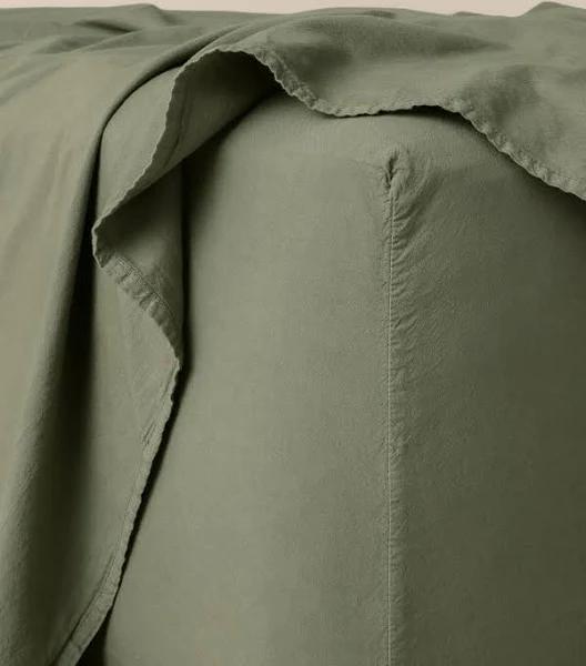 Remy Vintage Washed Fitted Sheet | Fast Australia-wide Shipping Olive / Queen