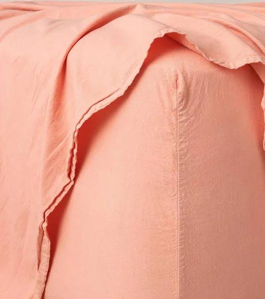 Remy Vintage Washed Fitted Sheet | Fast Australia-wide Shipping Pink Clay / King