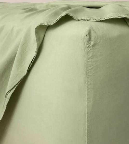 Remy Vintage Washed Fitted Sheet | Fast Australia-wide Shipping Sage / Double