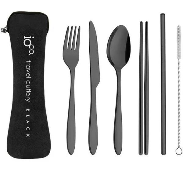 Reusable Travel Cutlery Black With Black