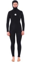 Rip Curl 5/4mm Dawn Patrol Hooded Chest Zip Womens Wetsuit - Black