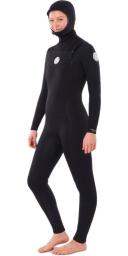 Rip Curl 5/4mm Dawn Patrol Hooded Chest Zip Womens Wetsuit - Black
