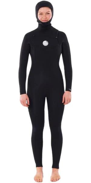 Rip Curl 5/4mm Dawn Patrol Hooded Chest Zip Womens Wetsuit - Black