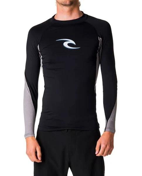 Rip Curl Men's Wave Long Sleeve Rashguard - Black XXL - Swimoutlet.com
