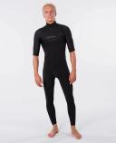 Rip Curl Mens Dawn Patrol 2mm Chest Zip Short Sleeve Steamer M / Black
