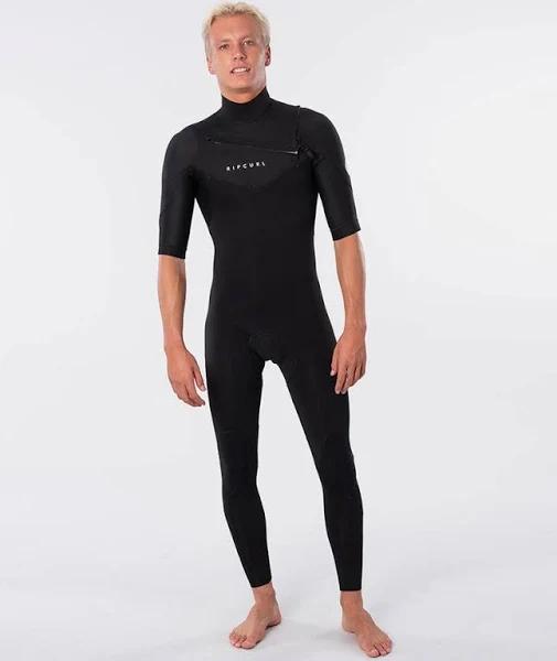 Rip Curl Mens Dawn Patrol 2mm Chest Zip Short Sleeve Steamer M / Black