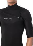Rip Curl Mens Dawn Patrol 2mm Chest Zip Short Sleeve Steamer XXL / Black