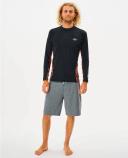 Rip Curl Mens Drive Relaxed Long Sleeve Suntop - Black/red- Swimwear Galore