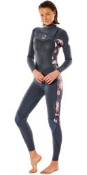 Rip Curl Womens Flashbomb 3/2mm Chest Zip Steamer Wetsuit 8 / Black