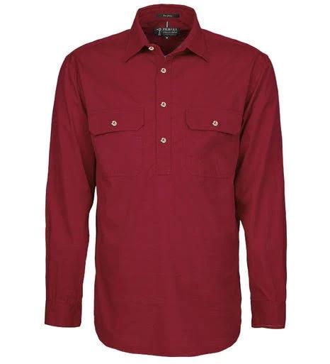 Ritemate Mens Closed Front Long Sleeve Shirt - 10 Colours, L / Ochre