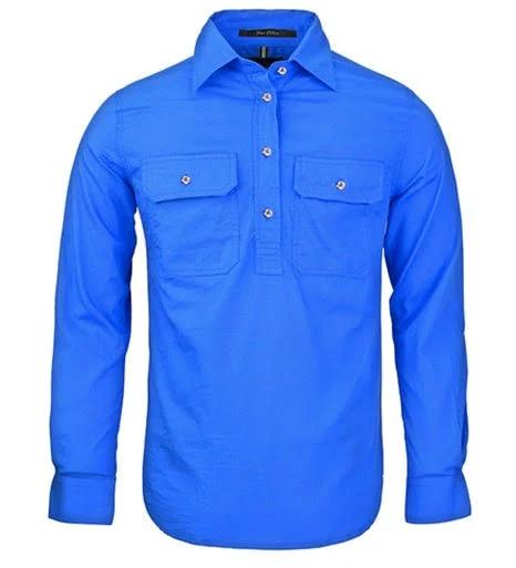 Ritemate Womens Closed Front Long Sleeve Shirt - 10 Colours, 16 / Cobalt Blue